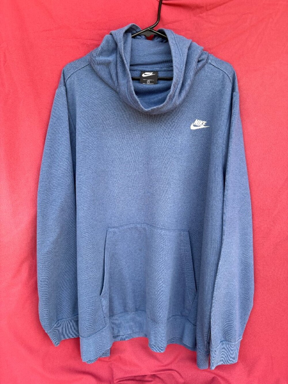 Nike Blue Pullover Hoodie 2X White Logo Oversized Sweatshirt